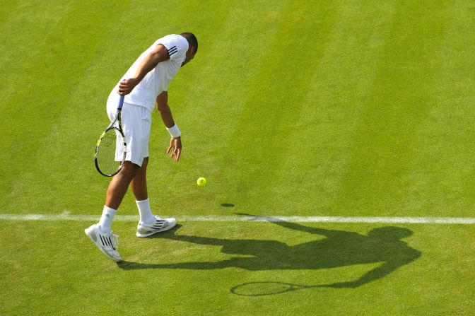 Tsonga serves against Goffin on June 24.