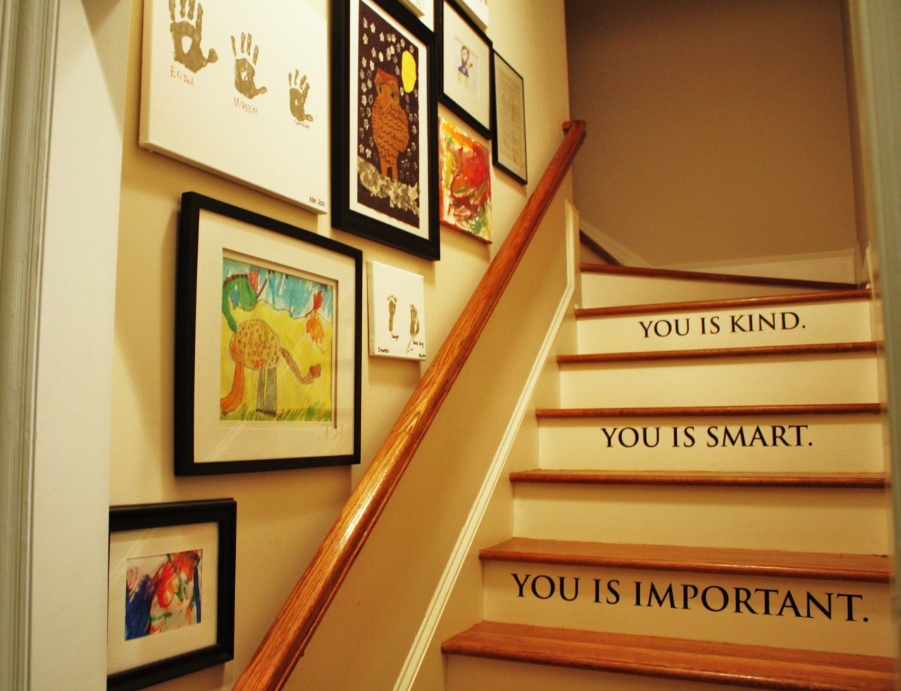 <a href="http://ireport.cnn.com/docs/DOC-991017">Emily Clark's </a>home in Charlotte, North Carolina, has a back staircase which she decorated in a way that communicates love and pride to her children.