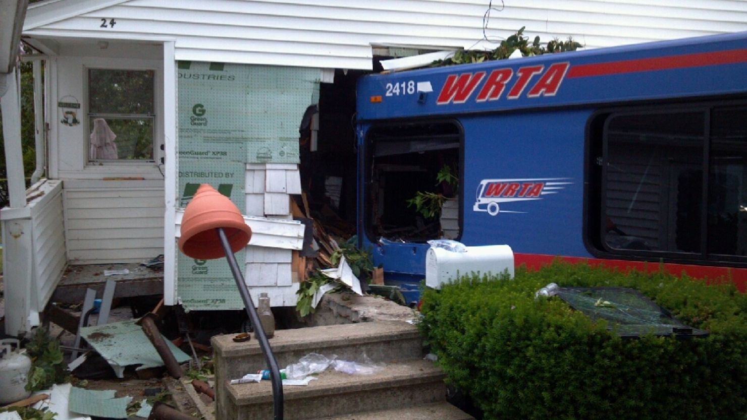 A public bus crashed into a central Massachusetts home on Monday.