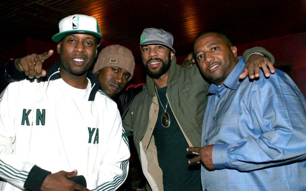 Kweli, here in 2003 with Kanye West, Common and Kevin Liles, then-executive VP of Island Def Jam, said he'd like hip-hop fans to know he has worked with the best. Among the big names on his new album are Busta Rhymes, Nelly, RZA and J. Cole.