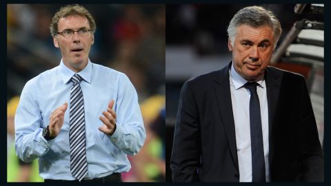 Laurent Blanc (right) has replaced Real Madrid-bound Carlo Ancelotti (left) as Paris Saint-Germain coach.