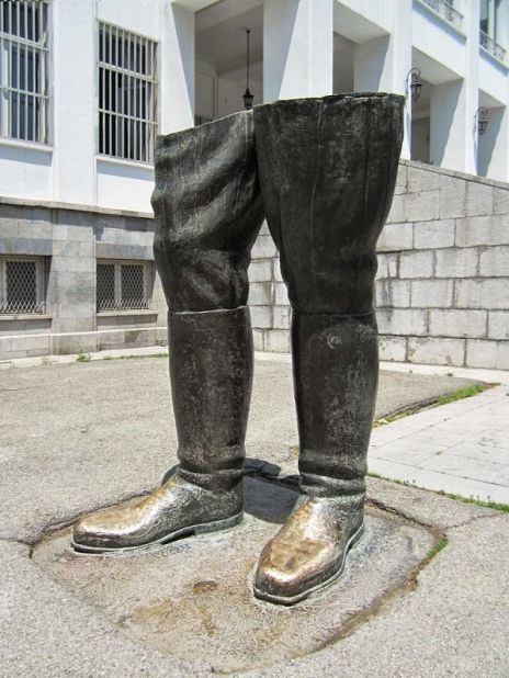 Only two bronze boots remain from a statue of Reza Shah, father of the last shah, outside the White Palace in the Saadabad Palace complex in Tehran.