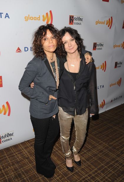 Musician Linda Perry, left, and actress Sara Gilbert married in March 2014, Gilbert announced on her TV show "The Talk." 