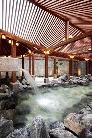 This outdoor rock pool is for women only. Spa Land's water is pumped from underground springs. 