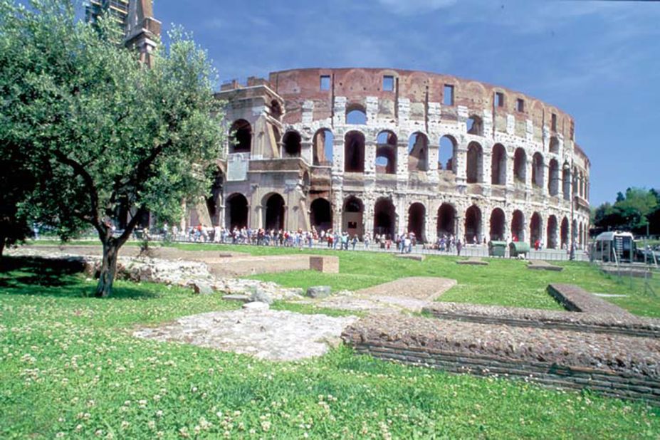 The Colosseum could accommodate 50,000 spectators.<br />It's the largest amphitheater built by the Roman empire. It's estimated that the outer wall, which is 189 meters long and 156 meters wide, was originally built using 100,000 cubic meters of travertine stone. Some of this stone was later used in the construction of St Peter's Basilica and other nearby monuments. <strong>Completion date:</strong> 80 AD.