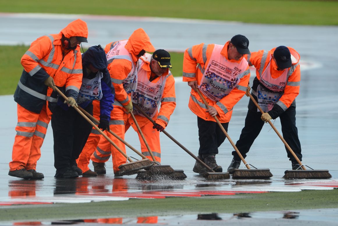 There will be close to 1200 volunteers on duty at the British Grand Prix. At the 2012 race they were on hand to help deal with the wet weather at Silverstone.