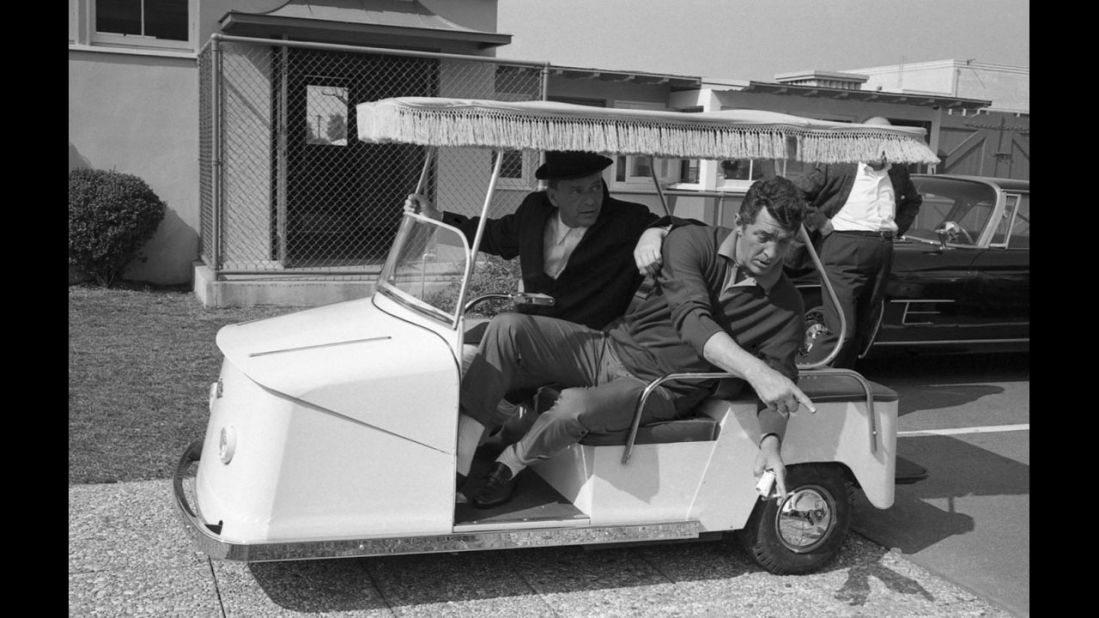 Frank Sinatra and Dean Martin tool around the Warner Bros. lot while making 1965's Marriage on the Rocks for the studio.