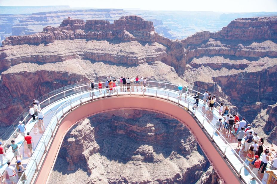 The Skywalk's foundation is strong enough to support 71 million pounds -- the equivalent of 71 fully loaded 747 airplanes.<br />Located 1,219 meters above the Colorado River, the Grand Canyon's Sky Walk consists of one million pounds of steel and 83,000 pounds of glass. It was the creation of Las Vegas businessman David Jin, who approached the Hualapai Tribe with the idea of a glass walkway over the Grand Canyon in 1996. The Skywalk was assembled on site, with the drilling alone taking over a year to complete. <strong>Completion date:</strong> March 28, 2007.