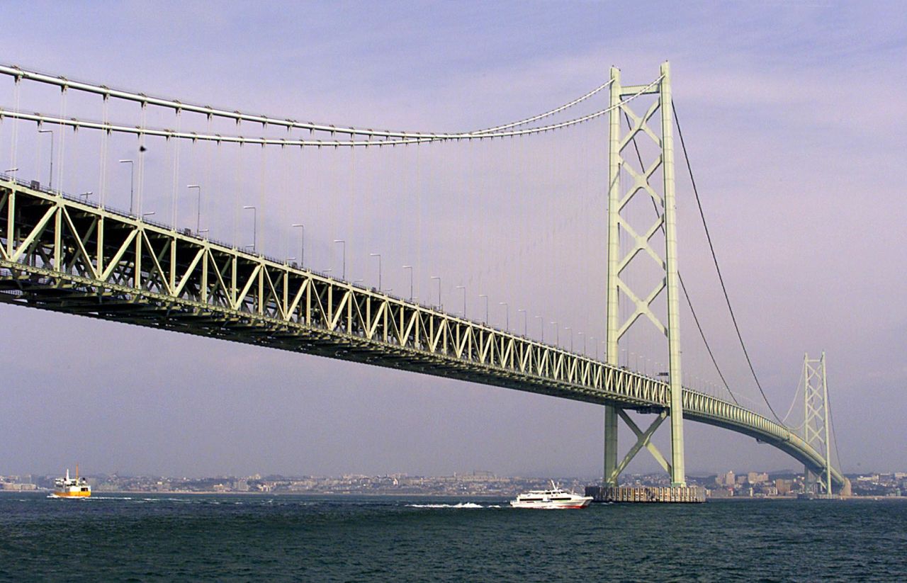 It took 2 million workers 10 years to construct the Akashi Kaikyo Bridge. <br />It connects the city of Kobe, on Japan's mainland, with Iwaya on Awaji Island. Before it opened, the only way to get between the two cities was by ferry. However, the waterway was prone to severe storms and when two ferries capsized in 1955, killing 168 people, public outrage convinced the government of the need for a bridge. It's the longest suspension bridge in the world, with a length of 1,991 meters. <strong>Completion date: </strong>April 5, 1998.