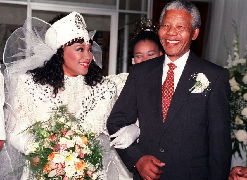 Nelson Mandela with his daughter Zindzi Mandela at her 1992 wedding in Soweto.