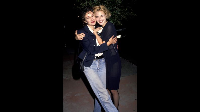 Drew Barrymore hugs her mom, Jaid Barrymore, in 1991. Drew was 6 years old when she starred as Gertie in Steven Spielberg's "E.T." With early fame came misfortune: Drew had her first drink when she was 9 and went to rehab at 13. She was granted legal emancipation from her parents when she was 15, after citing her mother as a bad influence.