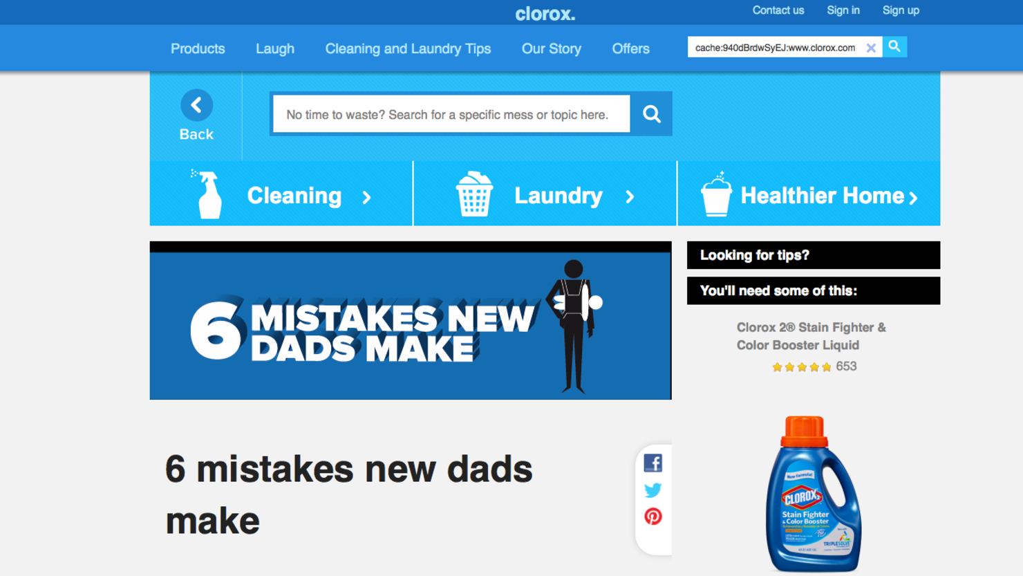 Clorox pulled what was intended to be a humorous Web post listing the shortcomings of new fathers after an internet uproar