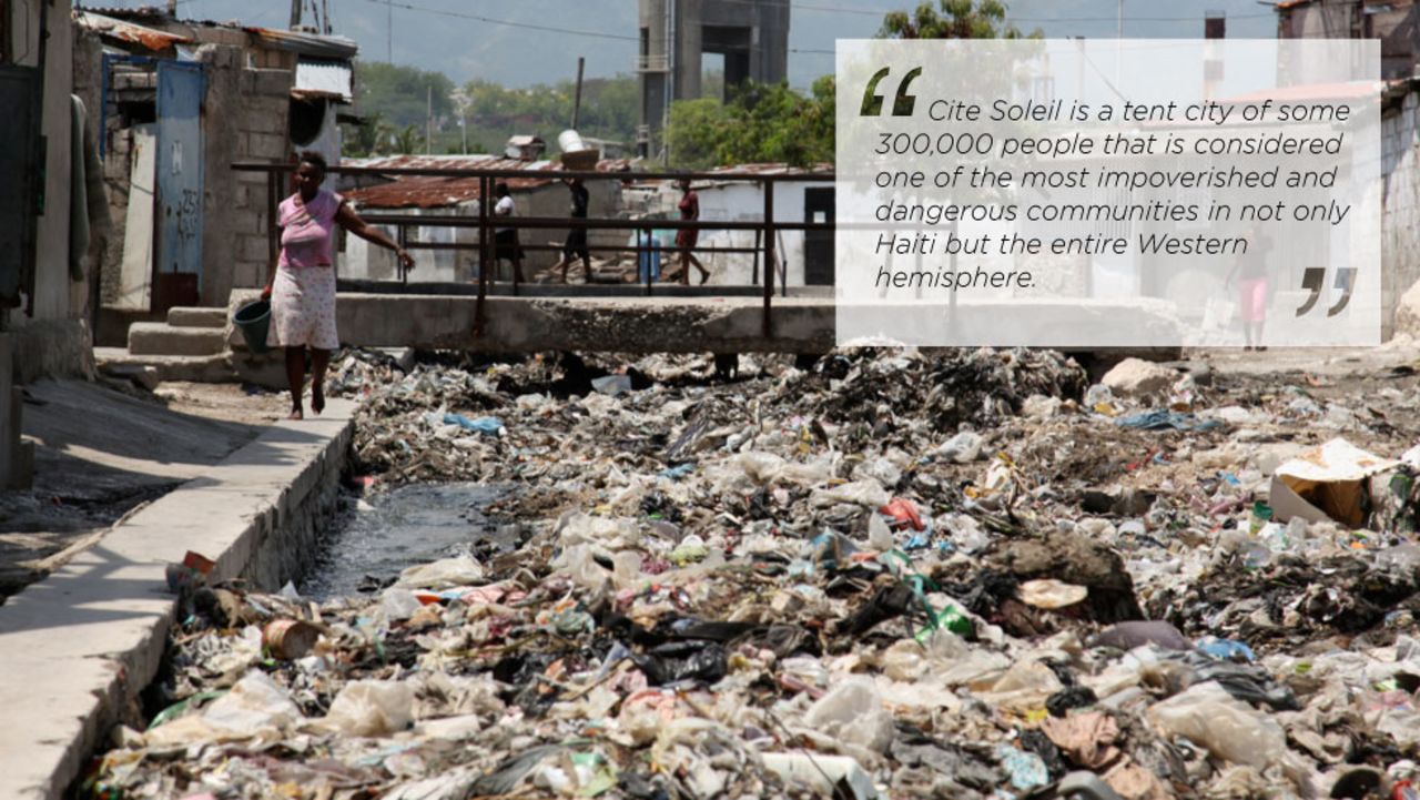 Daily life in Cite Soleil, Haiti's largest slum which faced more poverty and crime after the 2010 earthquake. Many imprisoned gang members escaped during the 2010 earthquake and returned to Cite Soleil.