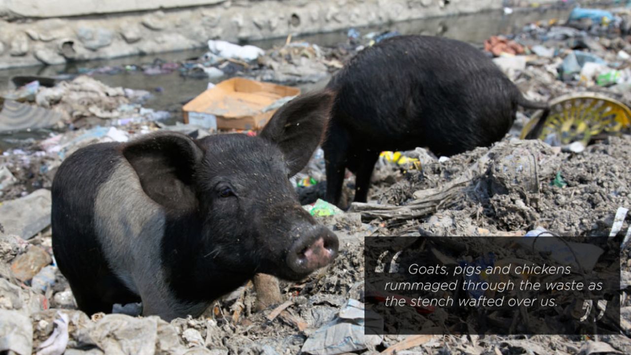 Much of the waste in the open sewage system of Cite Soleil comes from the wealthier towns higher in the mountains before ending up here. Haiti is currently the poorest country in the Western Hemisphere.
