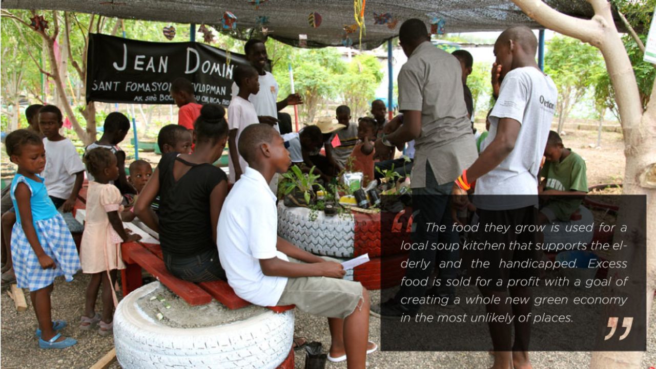 Children and adults work to help feed the community as well as learn to run their own business. The gardens are a welcome diversion from the gang culture which is a huge problem in Cite Soleil. The area inspired the 2006 documentary "Ghosts of Cite Soleil" which addressed the gang and gun culture of the slum. 