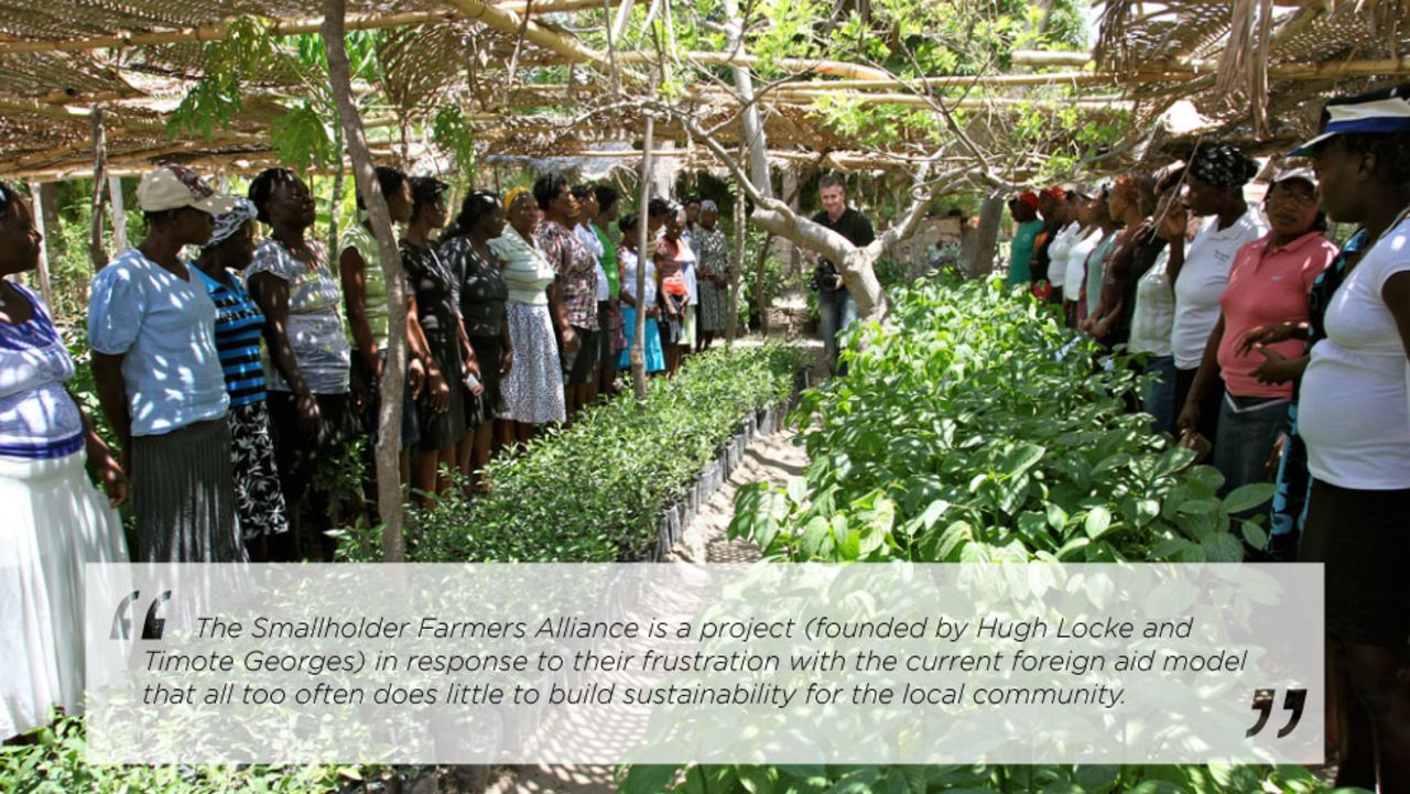 Further north from Cite Soleil near the town of Gonaives is the Smallholders Farmers Alliance, a cooperative of 2,000 farmers which helps establish tree nurseries.