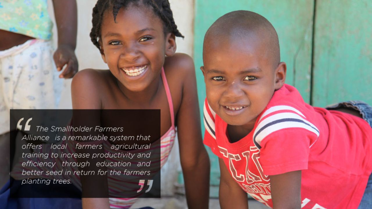 The future of Haiti, children at the Smallholder Farmers Alliance, which hopes to spread its help to other farmers in Haiti and make them more self-sufficient. The alliance provides high quality seeds, tools and training which has already helped the farmers increase their yields by 40-50 percent.