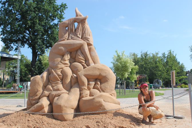 At the <a href="http://www.jelgava.lv/home/home0/news0/news2/dont-miss-it/5th-annual-sand-sculpture-festival/" target="_blank" target="_blank">Summer Signs Annual Sand Sculpture Festival</a>, in Jelgava, Latvia, this sculpture by Sue McGrew titled, "Contortion," was featured in 2011. The festival centered around a circus theme that year.