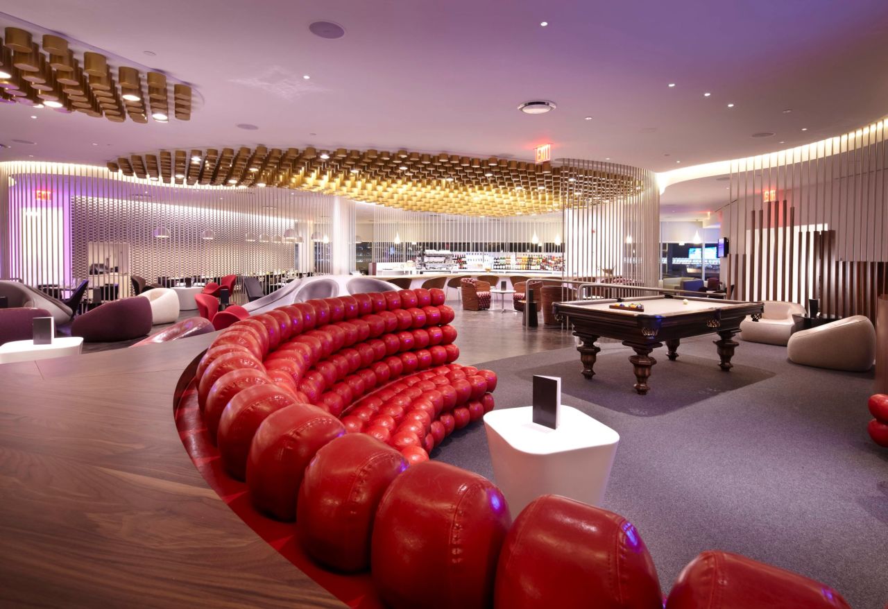 You can shoot a game of pool at the Virgin Atlantic Club House in JFK.