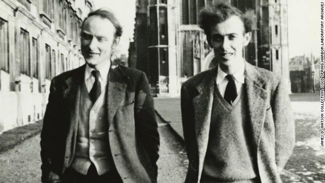 Francis Crick and James Watson in 1953 at Cambridge University, where they worked on figuring out the structure of DNA.