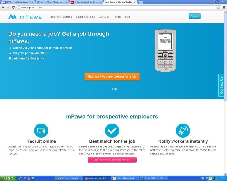 <strong>"</strong><a href="http://mpawa.com/" target="_blank" target="_blank"><strong>mPawa</strong></a> is a mobile job-matching application developed for Africa's blue-collar recruitment sector. The service is quite simple -- create a profile, and potential employers can peruse. <br />"Users can access the contents on the site via desktop, mobile or text message."