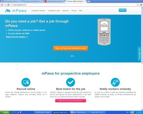 <strong>"</strong><a href="http://mpawa.com/" target="_blank" target="_blank"><strong>mPawa</strong></a> is a mobile job-matching application developed for Africa's blue-collar recruitment sector. The service is quite simple -- create a profile, and potential employers can peruse. <br />"Users can access the contents on the site via desktop, mobile or text message."