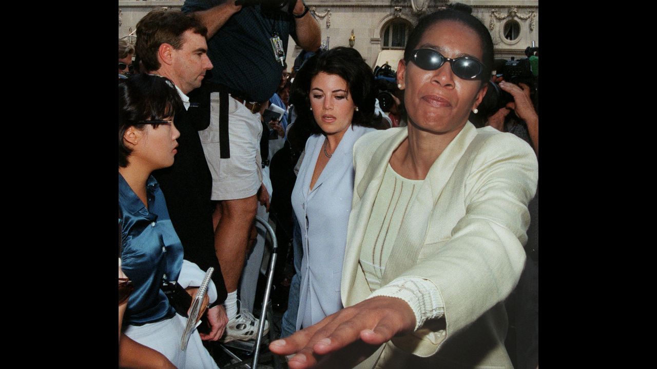 Here Smith is seen with Monica Lewinksy in 1998, when Smith aided the former White House intern during the Clinton sex scandal.