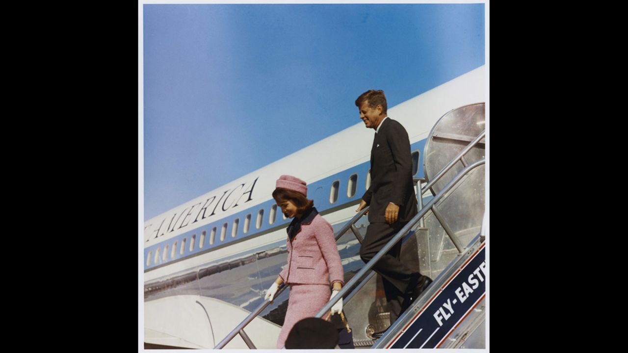 First lady Jacqueline Kennedy and the president exit SAM 26000 in Texas in November 1963, just hours before the president would be assassinated. Five months earlier, the plane had flown Kennedy to Berlin, where he delivered his historic "I am a Berliner" address.
