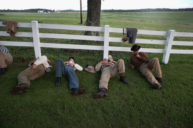 Participants in the event take a break on June 29.