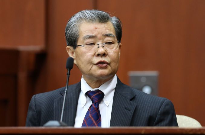 Hirotaka Nakasone, a voice recognition expert with the FBI, testifies in the Zimmerman trial on Monday, July 1.
