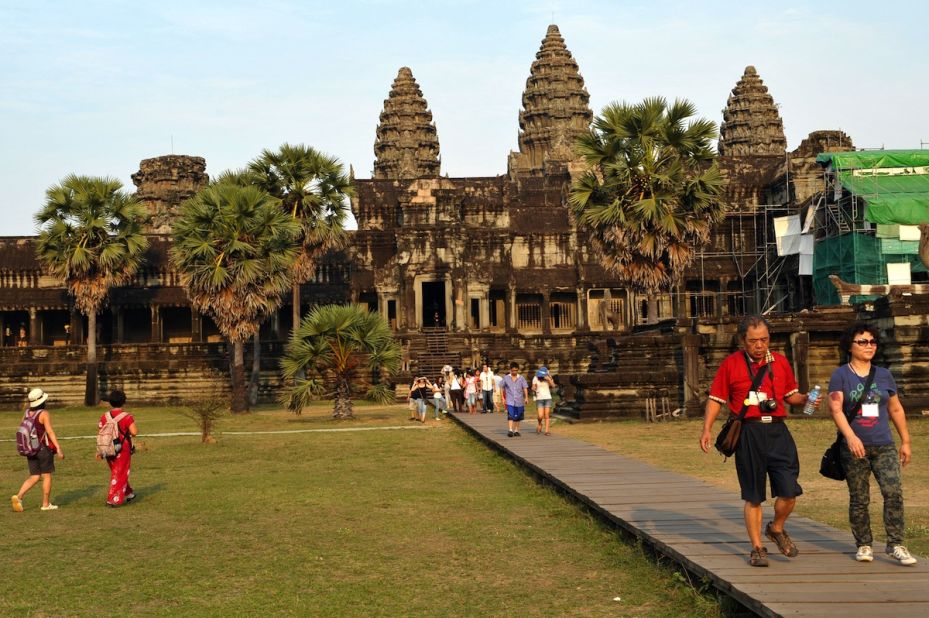 Based on tree rings in Vietnam, scientists determined that there were serious droughts before the collapse of the Angkor kingdom. Shown here are temples of Angkor Wat in Cambodia; there are more than 100 temples in the area built between A.D. 802 and 1220. 