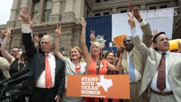 As the second session was convened July 1, Davis -- surrounded by Texas representatives and senators -- led a rally in support of women's rights to reproductive decisions.