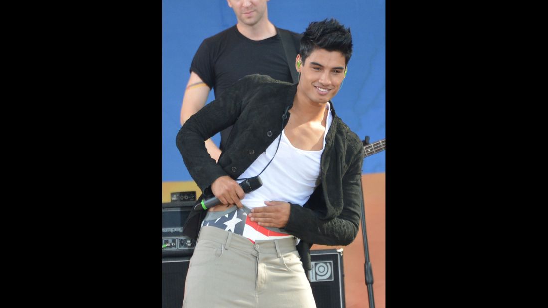 Siva Kaneswaran of the band Wanted may not be American, but he evidently has plenty of affection for this country, as he showed when his group performed on "Good Morning America" in August 2012.