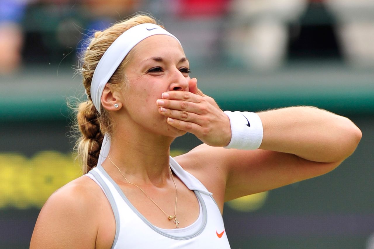 Sabine Lisicki blows a kiss to the crowd after sealing her place in the semifinal at Wimbledon. Lisicki, who also reached the last four in 2011, defeated Estonia's Kaia Kanepi 6-3 6-3.