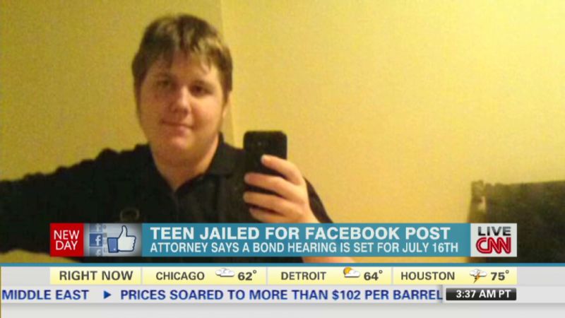 NextImg:Teen in jail for months over 'sarcastic' Facebook threat | CNN Business
