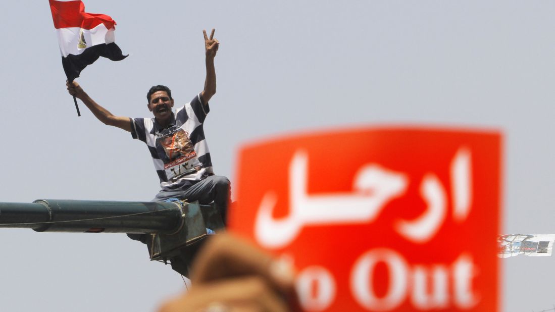 A protester shouts during a demonstration in Tahrir Square on July 3.