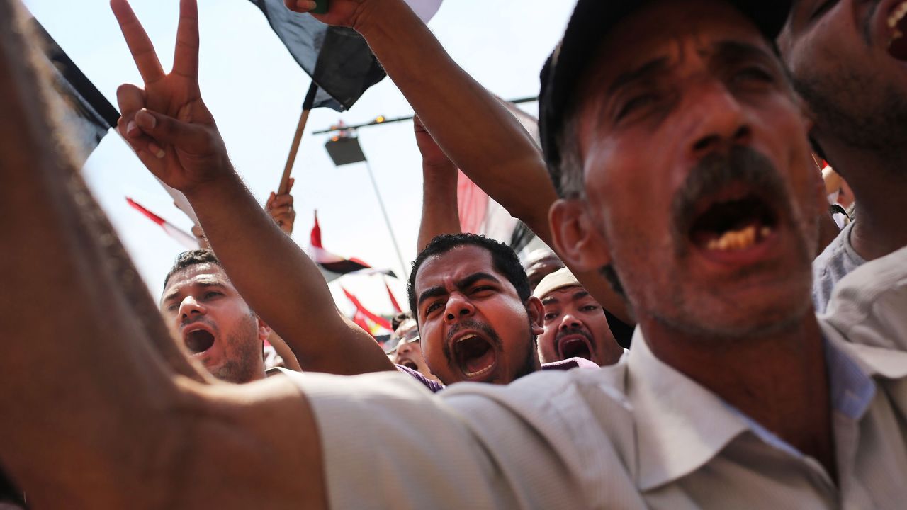 Thousands of protesters gather in Tahrir Square in Cairo on July 3.