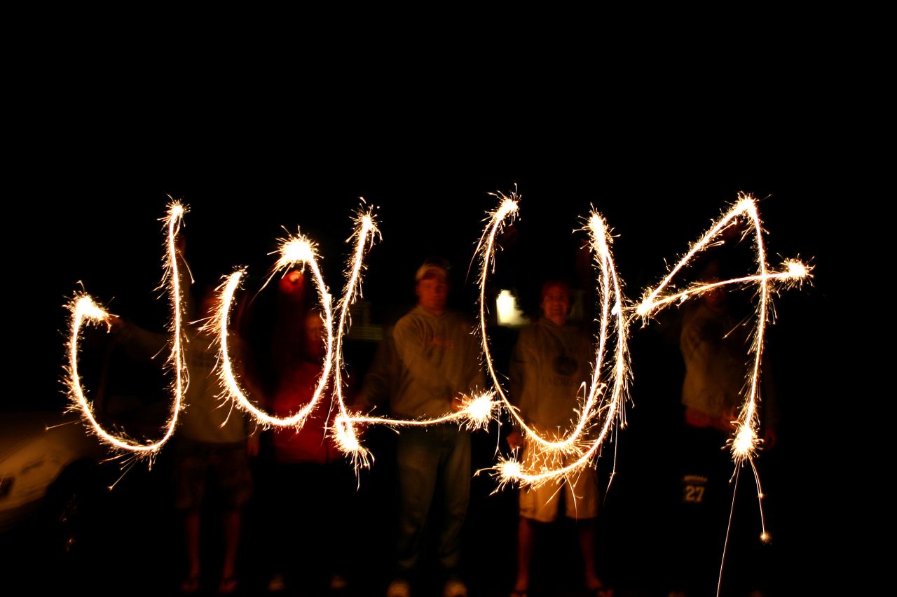 Tyler Knott took this photo on July 4, 2009, of family and friends light painting "July 4" in Helena, Montana. He says despite the challenges -- each sparkler-holder had to <a href="http://ireport.cnn.com/docs/DOC-996398">draw a letter backwards</a> -- they nailed the photo on the first try.