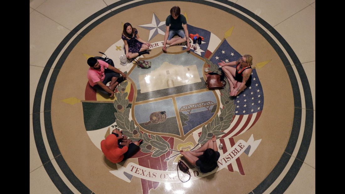 Opponents of an abortion bill chant outside a hearing at the Capitol in July 2013.