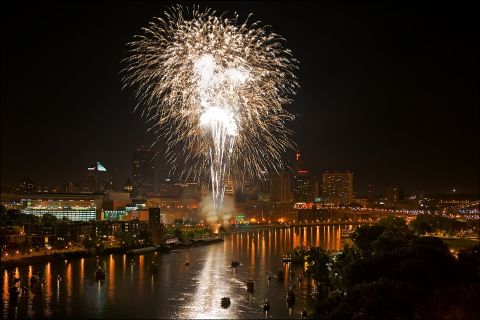 Anderson also took this photo of the St. Paul, Minnesota,  2011 Fourth of July show. Location is important when shooting fireworks: "One of the best places to watch Fourth of July fireworks in Minnesota is from the Smith Avenue High Bridge that... has a beautiful view of downtown St. Paul's fireworks show," he said.