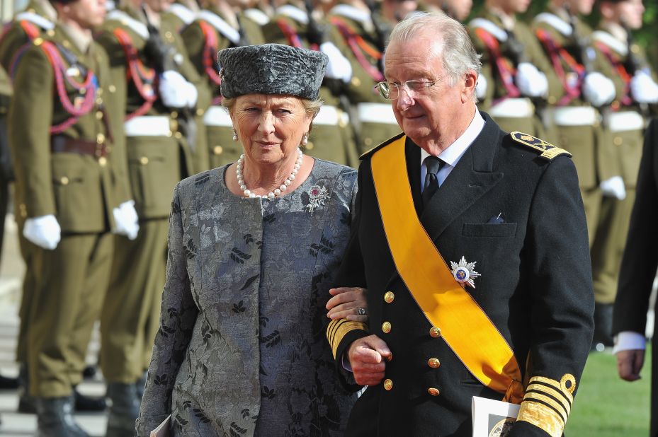 Queen Paola and King Albert II in Luxembourg after the wedding  of that nation's Prince Guillaume of and Princess Stephanie on October 20, 2012. 