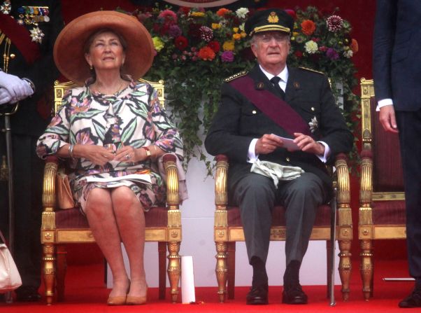 Queen Paola and King Albert II attend the National Day Parade at Place des Palais on July 21, 2011 in Brussels.
