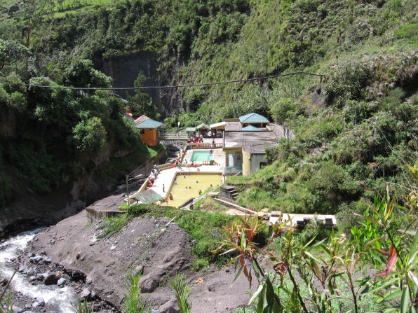 Tungurahua's "lahars" or mud flows threatened the El Salado Baths in the town of Banos in 2005, says volcanologist Rebecca Williams.<br />