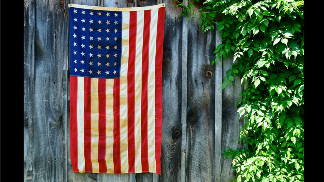 A half-century -- plus -- old "48" star American flag -- Woodstock, Virginia.