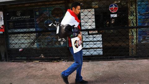 A man walks to Tahrir Square on July 4.