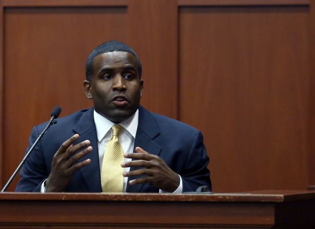 Alexis Carter, a military prosecutor, testifies during the trial on July 3.  Carter taught a criminal litigation class that Zimmerman completed, and testified that the class included extensive coverage of Florida's self-defense laws.