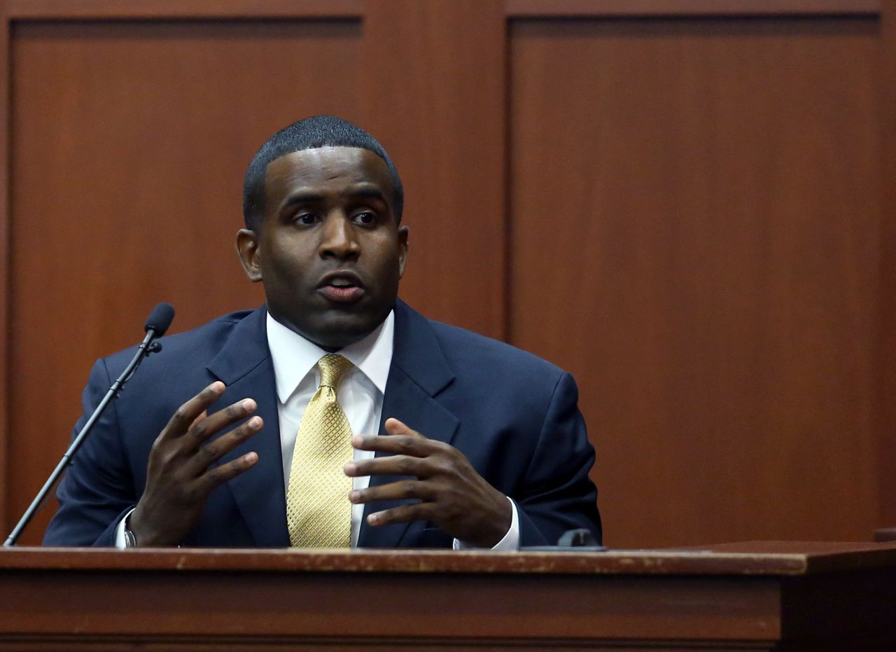 Alexis Carter, a military prosecutor, testifies during the trial on July 3.  Carter taught a criminal litigation class that Zimmerman completed, and testified that the class included extensive coverage of Florida's self-defense laws.
