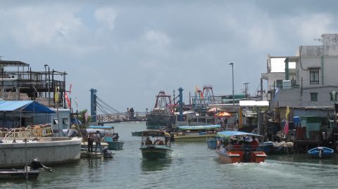 Boat tours become a major source of income at Tai O The boat tour includes visiting a stilt house and catching a glimpse of white dolphins in the bay. 