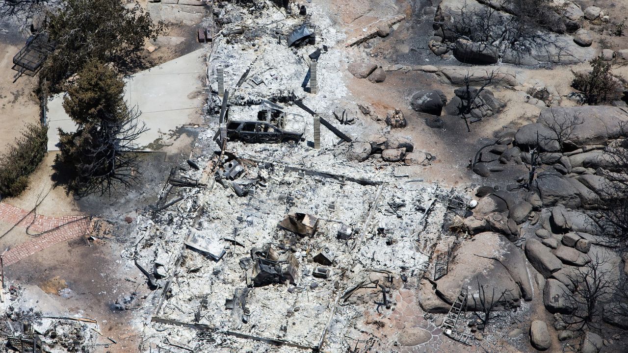 An aerial overview shows the devastation in Yarnell on July 3. Crews have begun making progress on the wildfire, which reportedly was 80% contained by Thursday night, July 4.