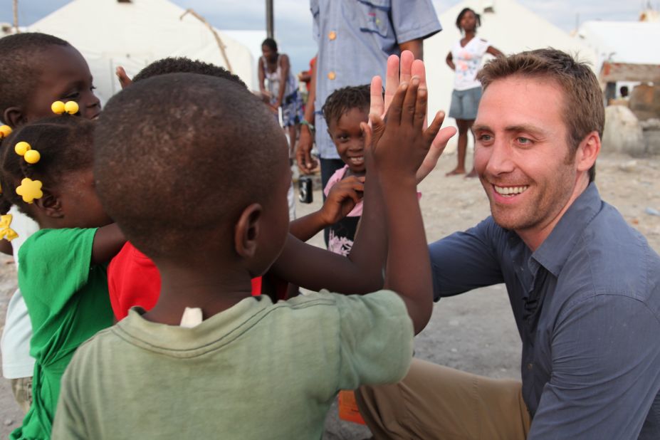CNN Special Correspondent Philippe Cousteau plays with the local children. 